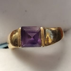 Channel set 2 tcw Amethyst 24k yellow gold ring